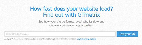 GTmetrix Speedtest website